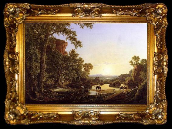 framed  Frederic Edwin Church Hooker and Company Journeying through the Wilderness from Plymouth to Hartford in 1636, ta009-2